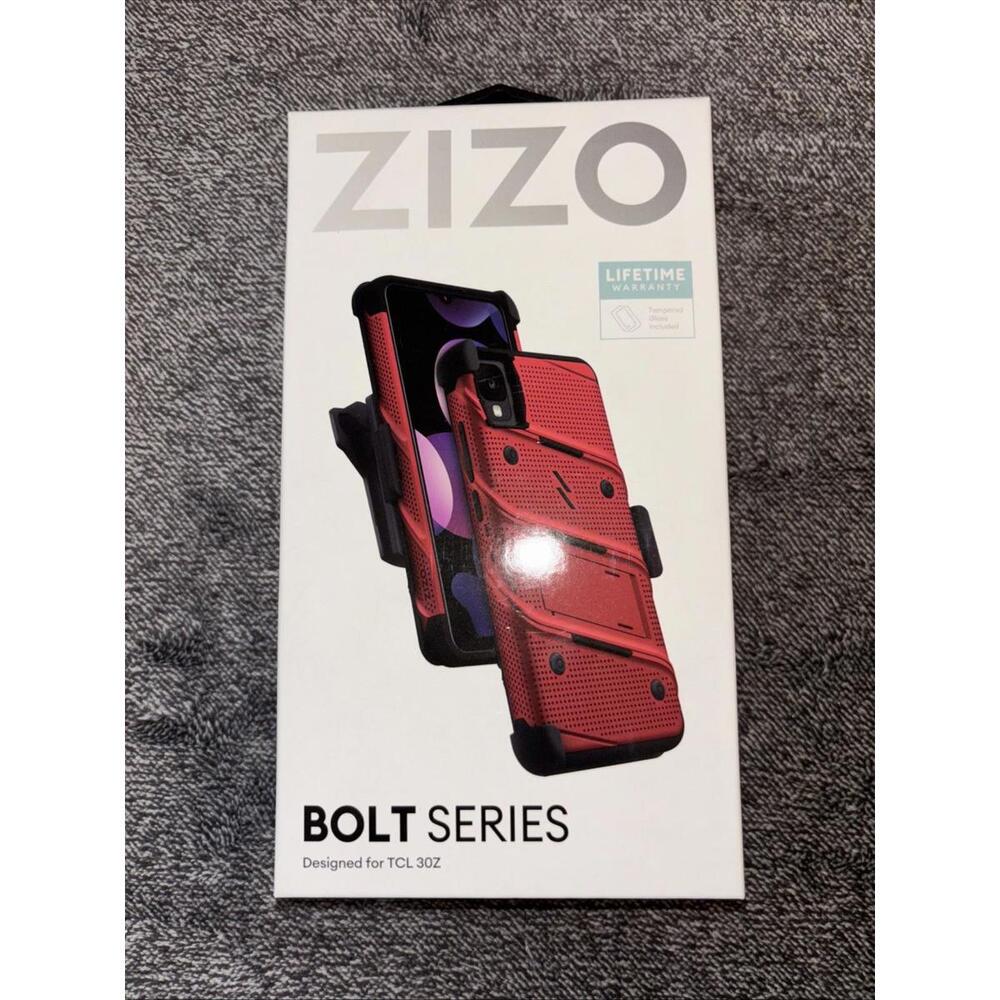 NWT ZIZO BOLT Series Protective Case for TCL 30Z Red Belt Clip‎ Kickstand